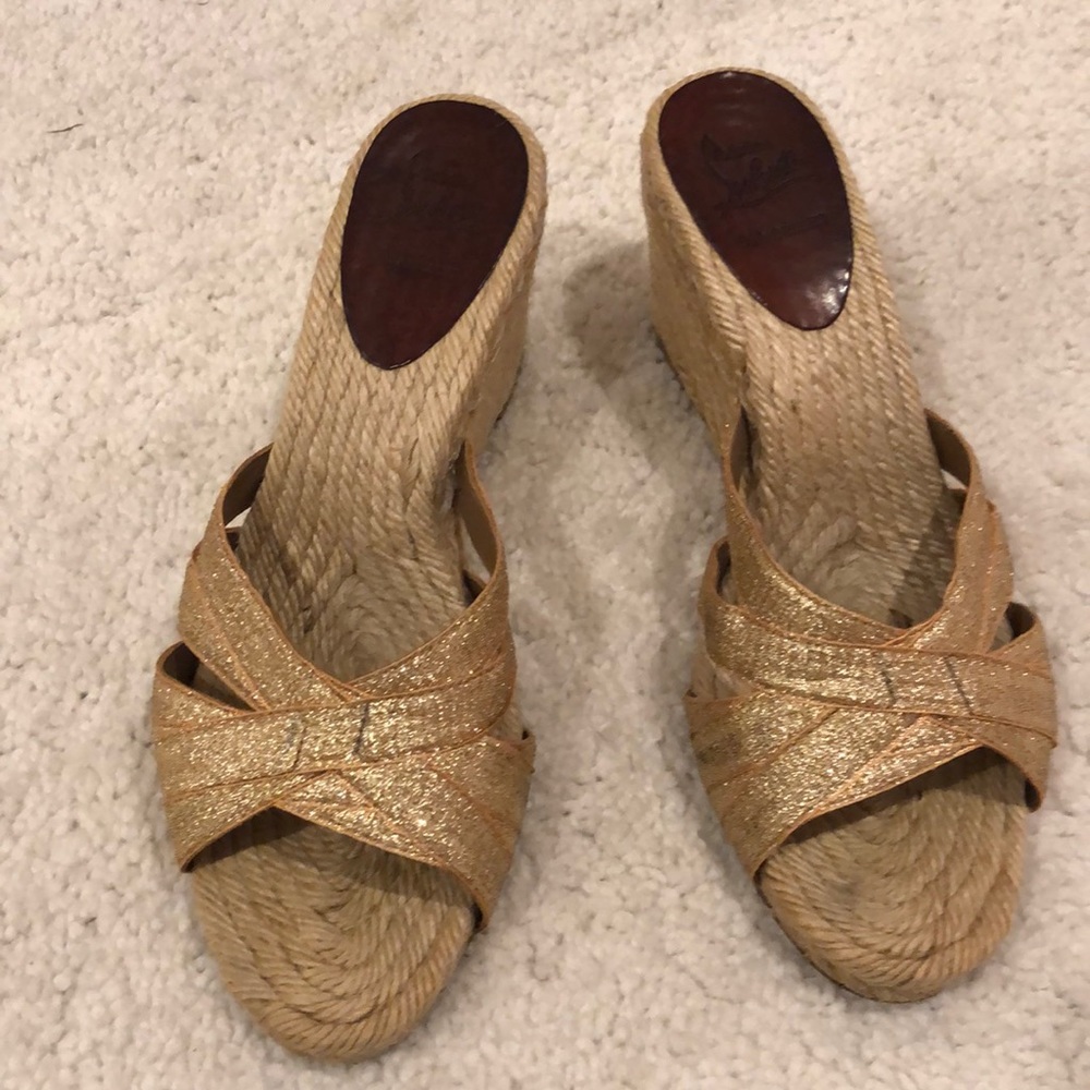 Christian Louboutin gold espadrilles